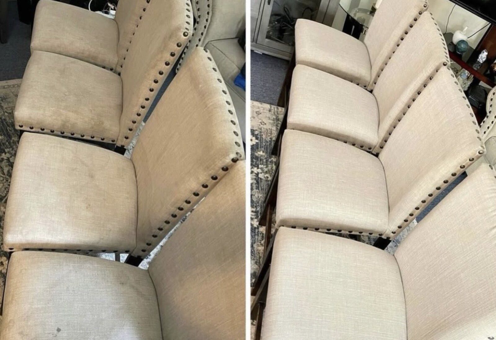 Dining chairs — before and after professional cleaning