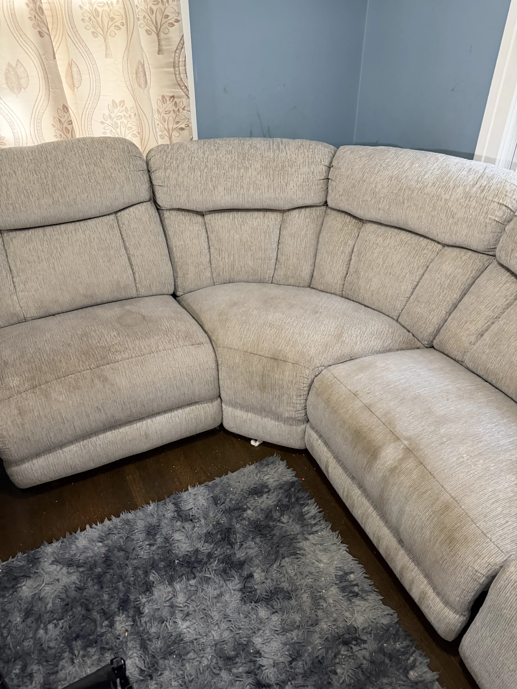 Sectional sofa before professional cleaning