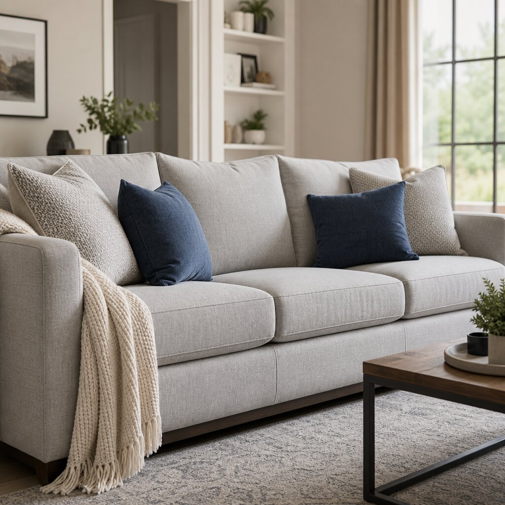 Professional upholstery cleaning on a fabric sofa