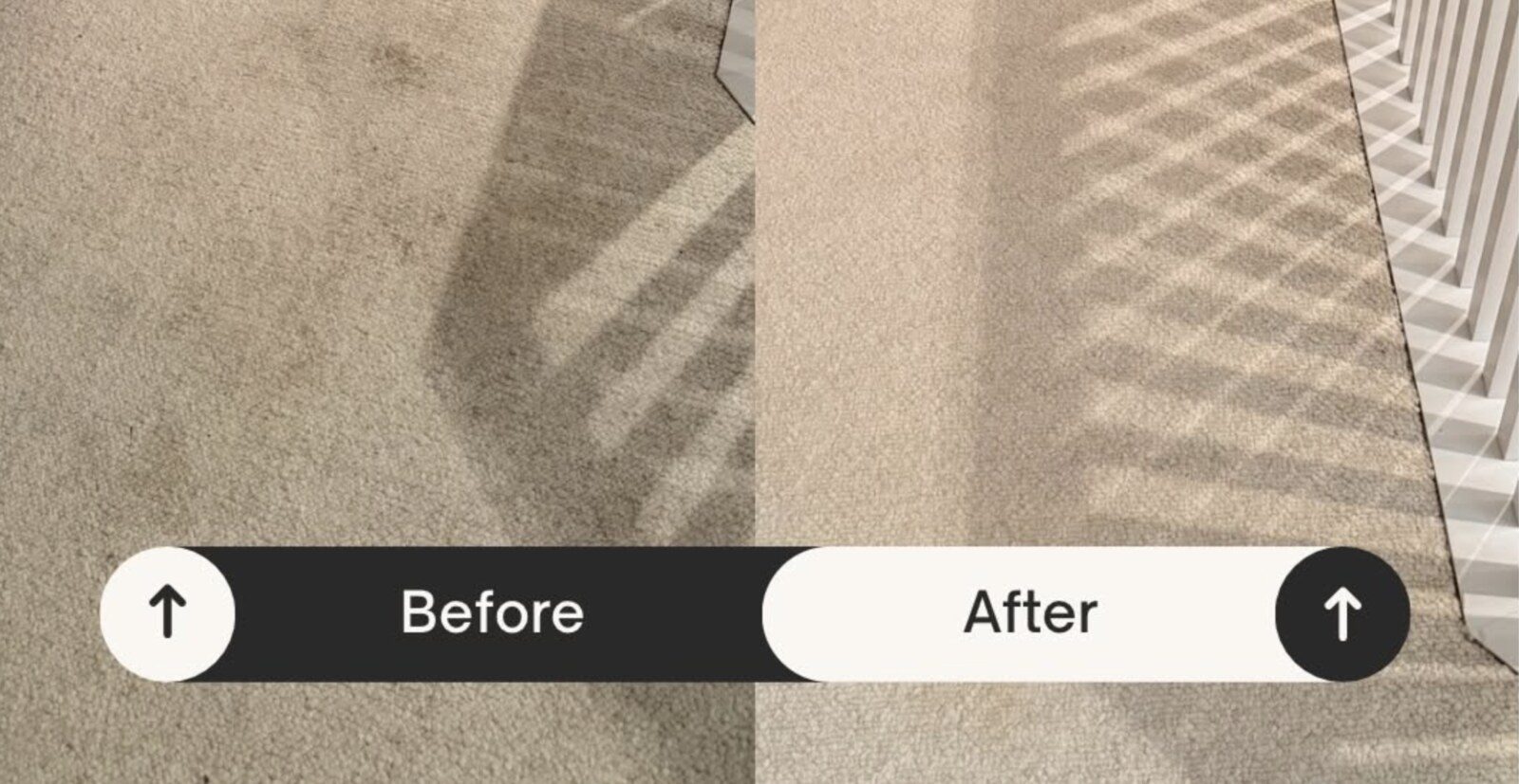 Upstairs landing — before and after professional cleaning